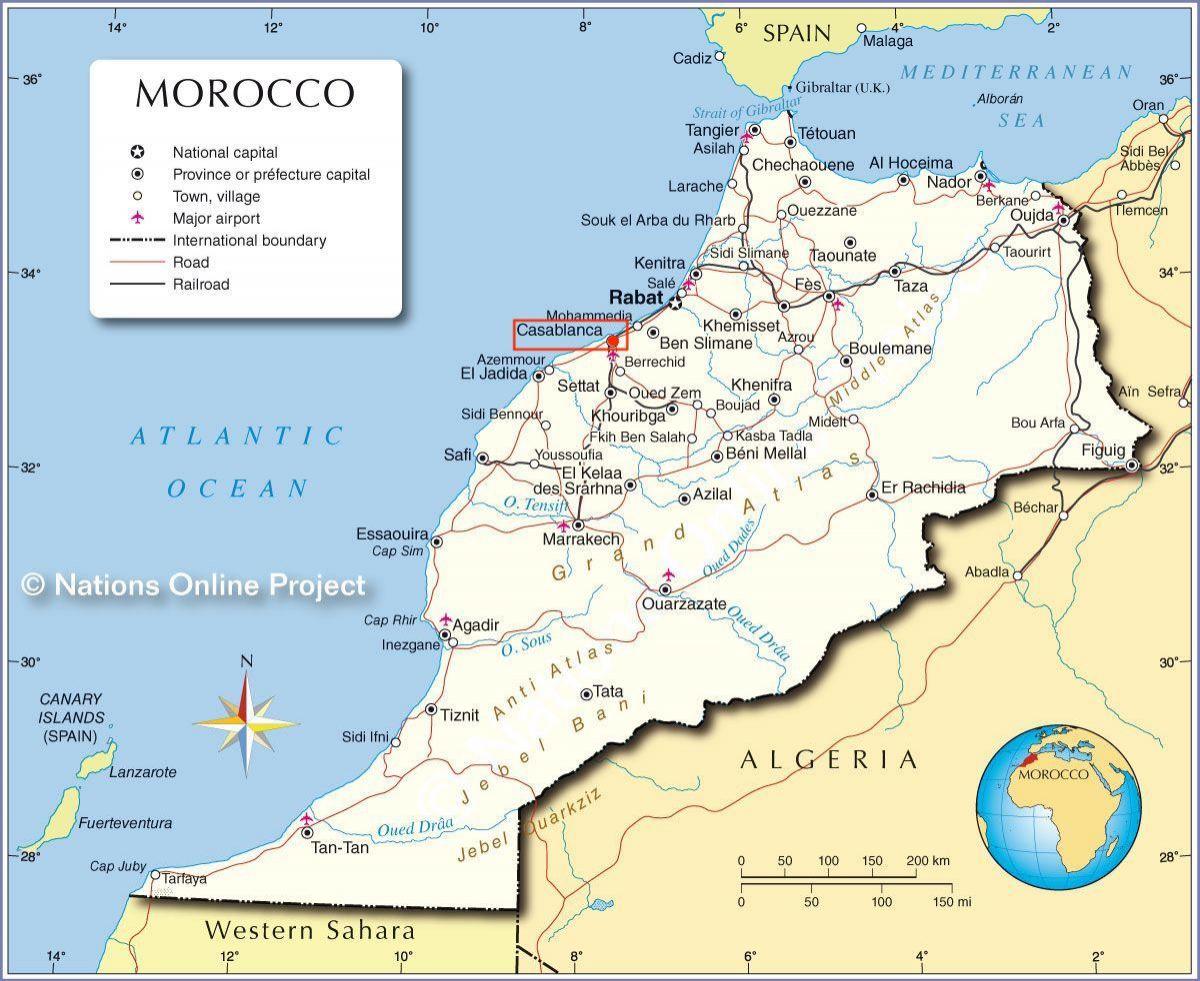 モロッコのカサブランカのマップ